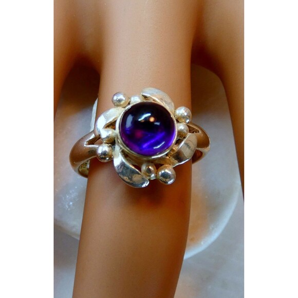 VTG Genuine Amethyst Sterling Silver Artisan Ring Size 7 OOAK - Picture 7 of 8